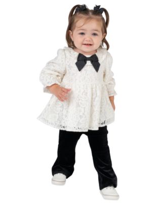 Baby Girls' Lace Bow Velvet Top and Pants, 2-Piece Set