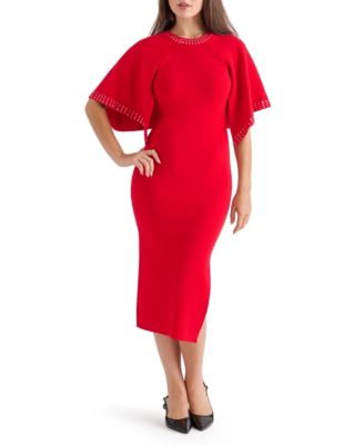 Juniors' Cape Embellished Midi Dress