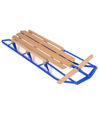 54 Inch Wood Snow Sled Featuring Steel Runner Blades