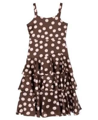 Girls' 7-16 Polka-Dot Print Tiered Dress