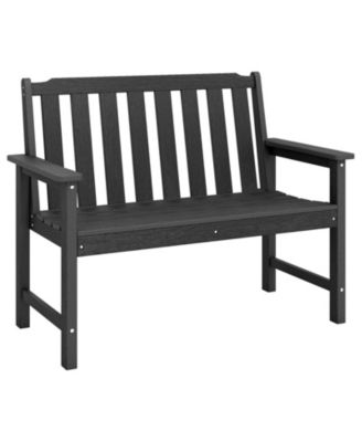 2-Person All-Weather HDPE Outdoor Bench with Backrest and Armrests