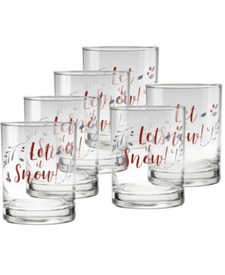 Holiday Let It Snow Double Old Fashioned Glasses, Set of 6
