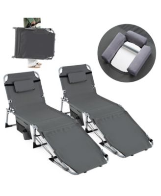 Folding Backpack Beach Chair 5-Position Outdoor Reclining Chairs with Pillow