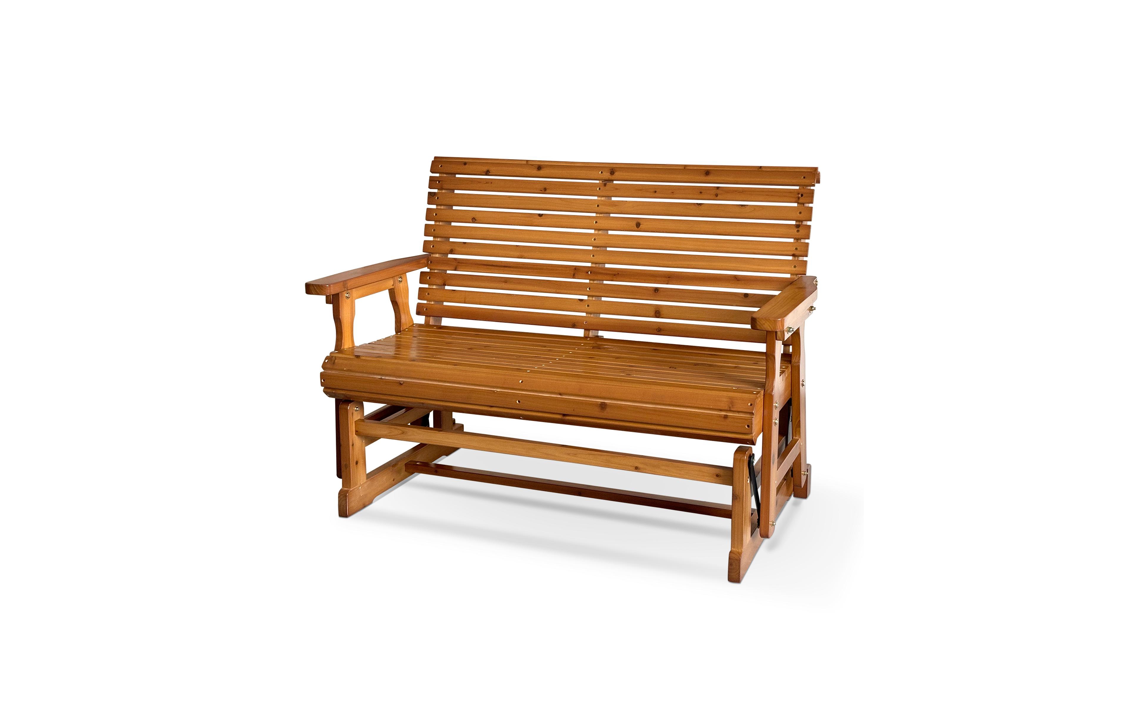 Innovaze Wooden Patio Glider with High Roll Back and Deep Contoured Seat, Solid Fir Wood, 2-Seater 4 Ft (Pu Brown)