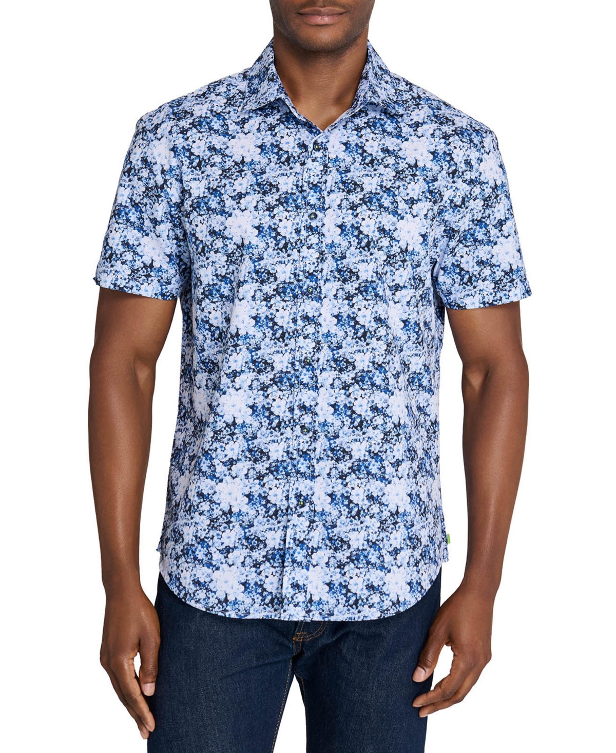 Society of Threads Men's Regular Fit Floral Cluster Performance Short Sleeve Shirt