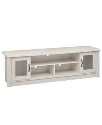 63 Inch Wooden Farmhouse TV Stand for 70in TVs with 2 Fluted Doors and 3 Open Compartments