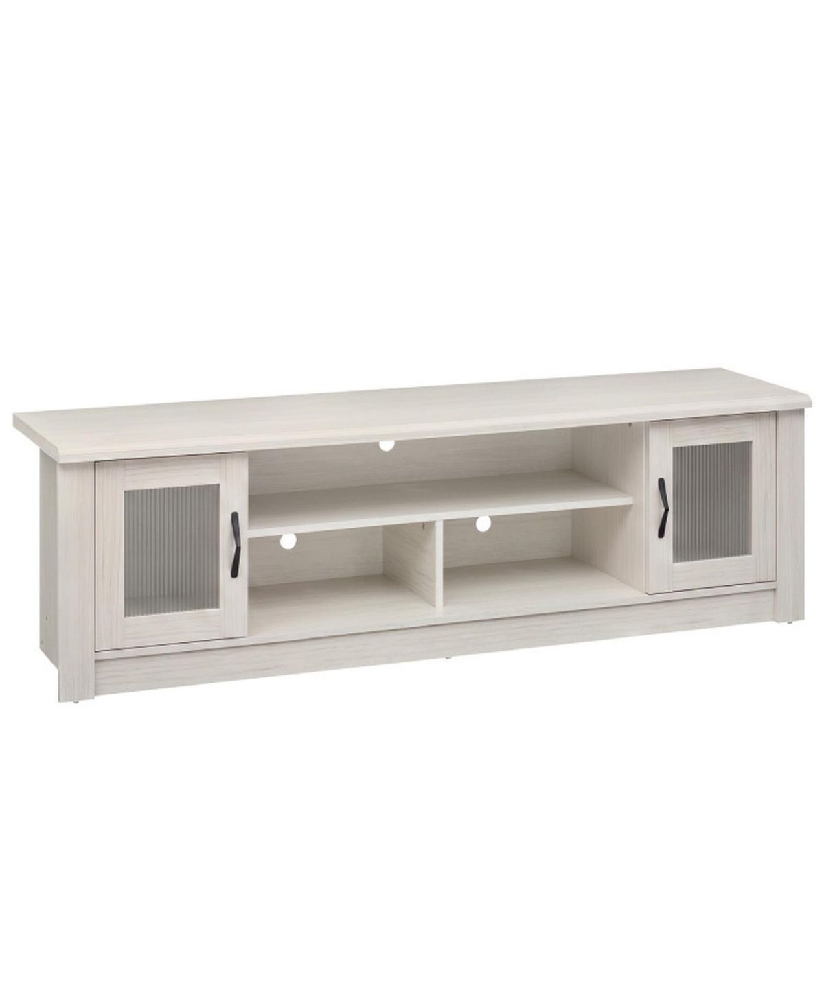 Sugift 63 Inch Wooden Farmhouse Tv Stand for 70in TVs with 2 Fluted Doors and 3 Open Compartments - White