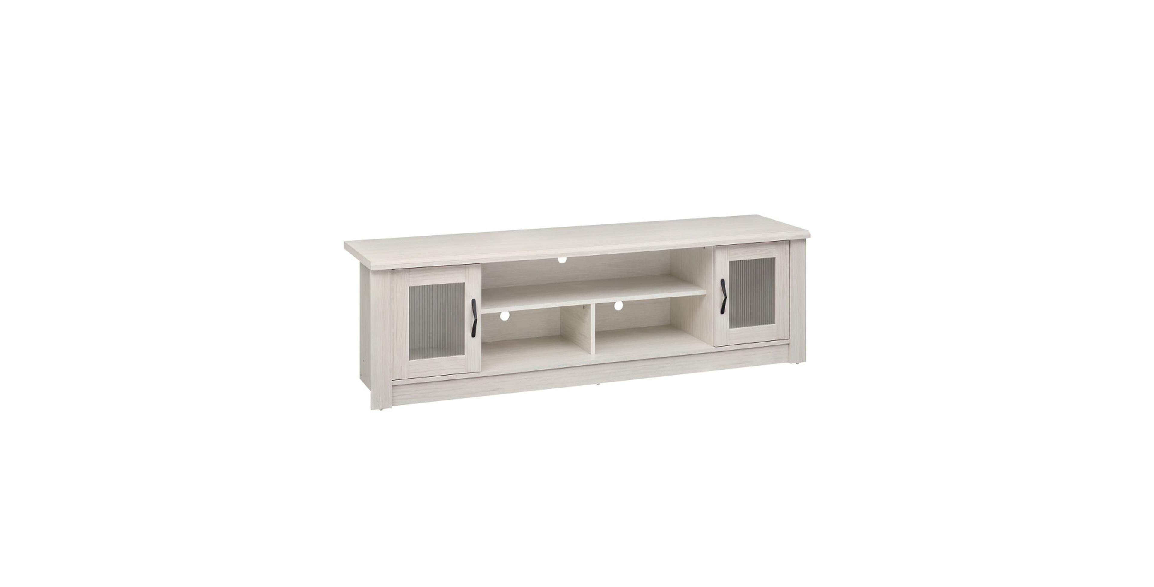 Sugift 63 Inch Wooden Farmhouse Tv Stand for 70in TVs with 2 Fluted Doors and 3 Open Compartments