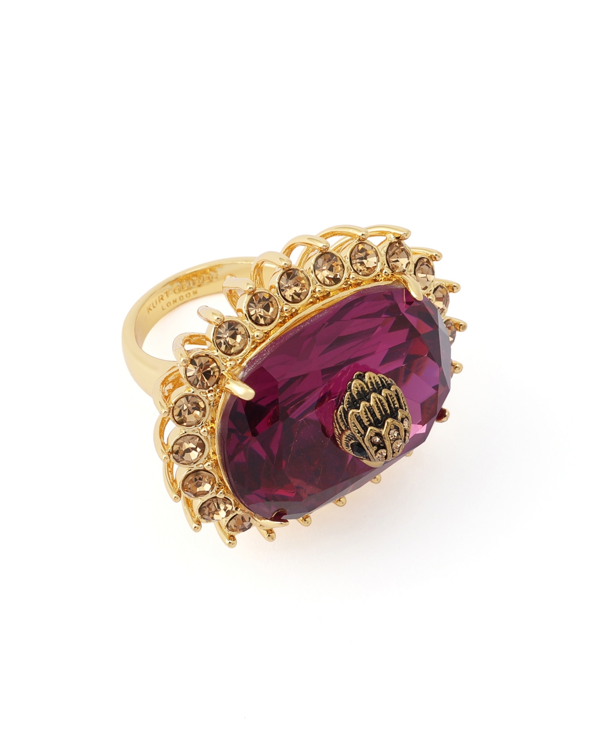 Kurt Geiger London Pink Glass Crystal Pave Spike Ring