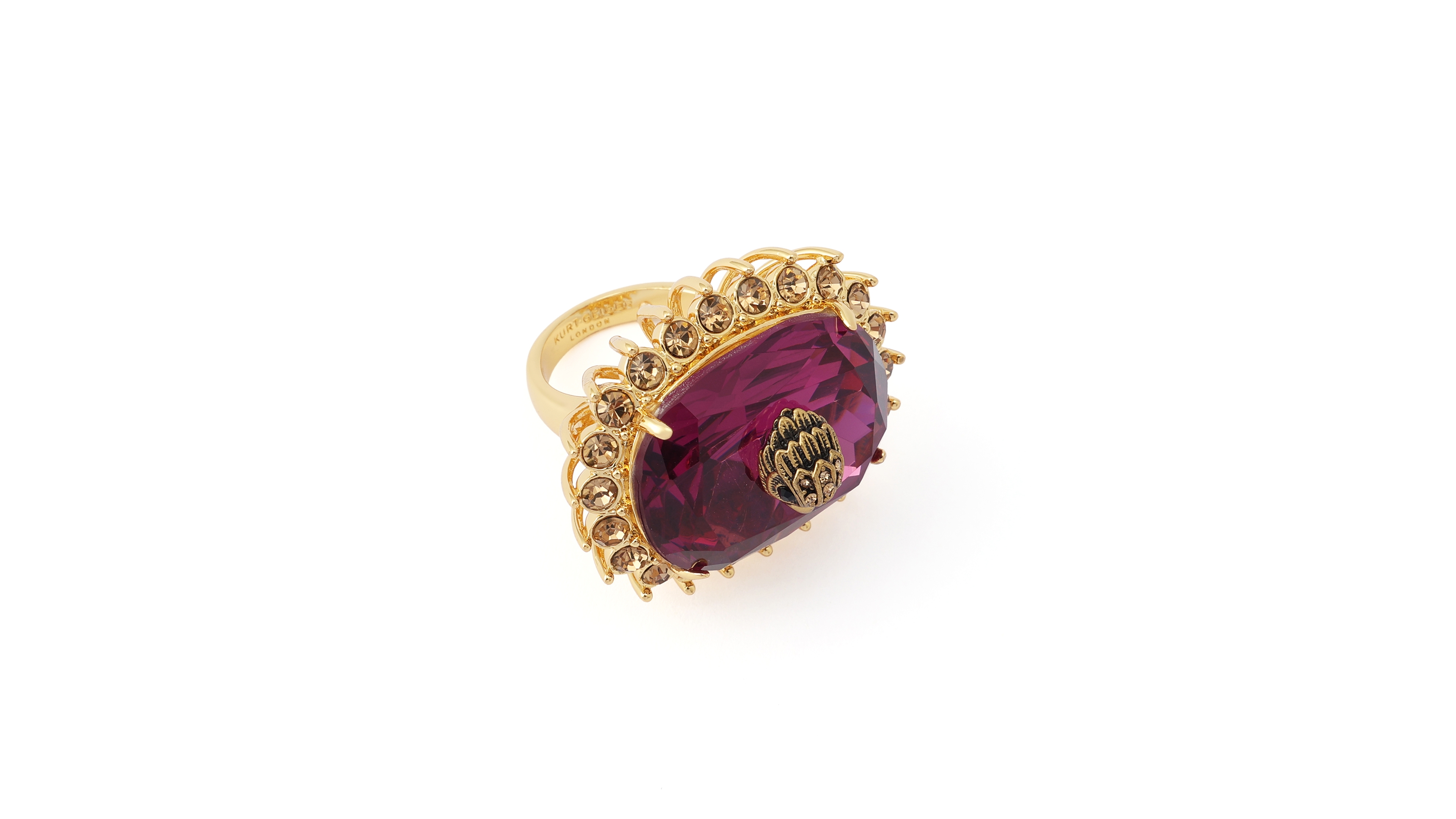 Kurt Geiger London Pink Glass Crystal Pave Spike Ring