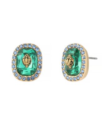 Gold-Tone Glass Crystal Eagle Square Stud Earrings