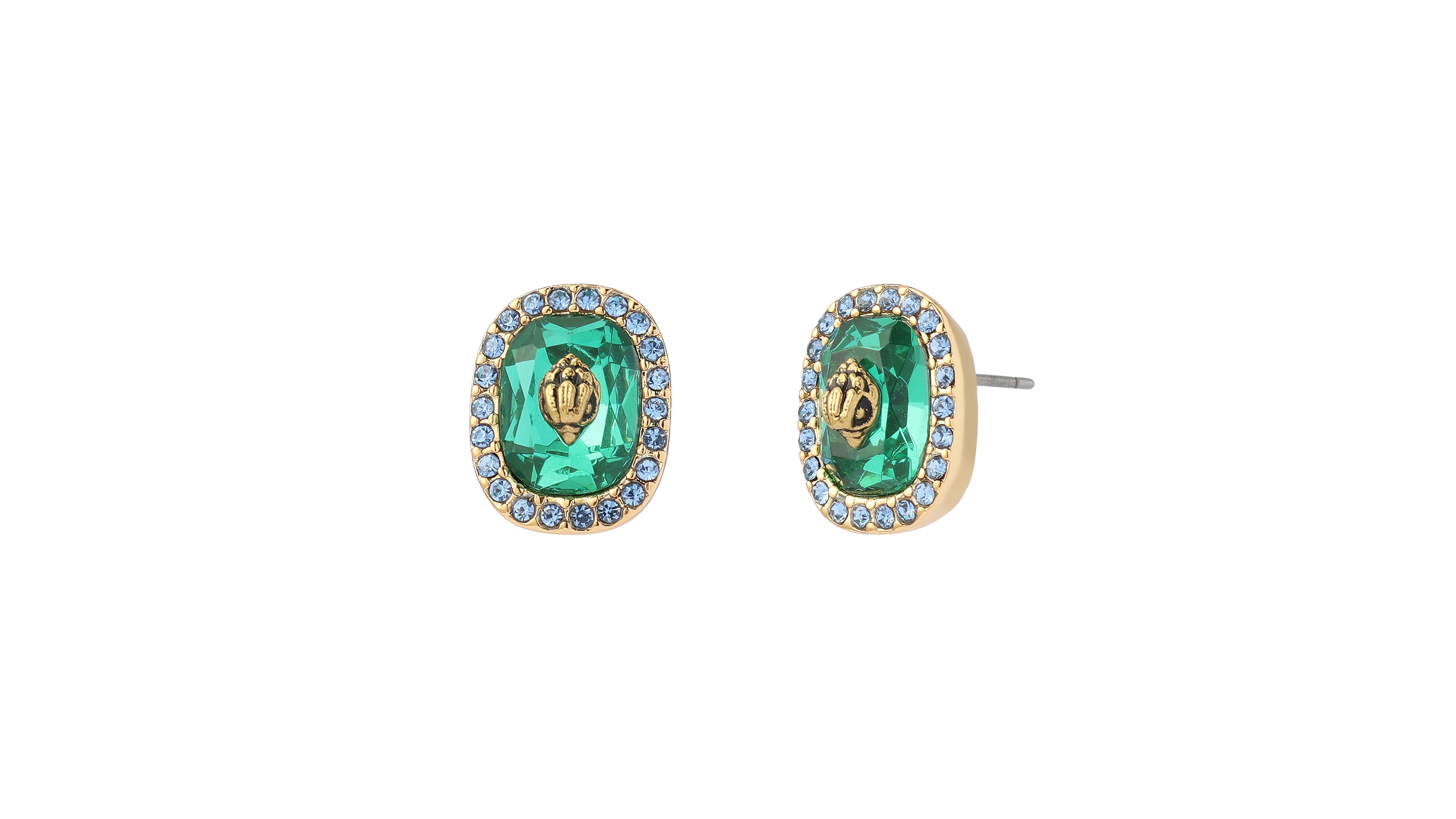 Kurt Geiger London Gold-Tone Glass Crystal Eagle Square Stud Earrings