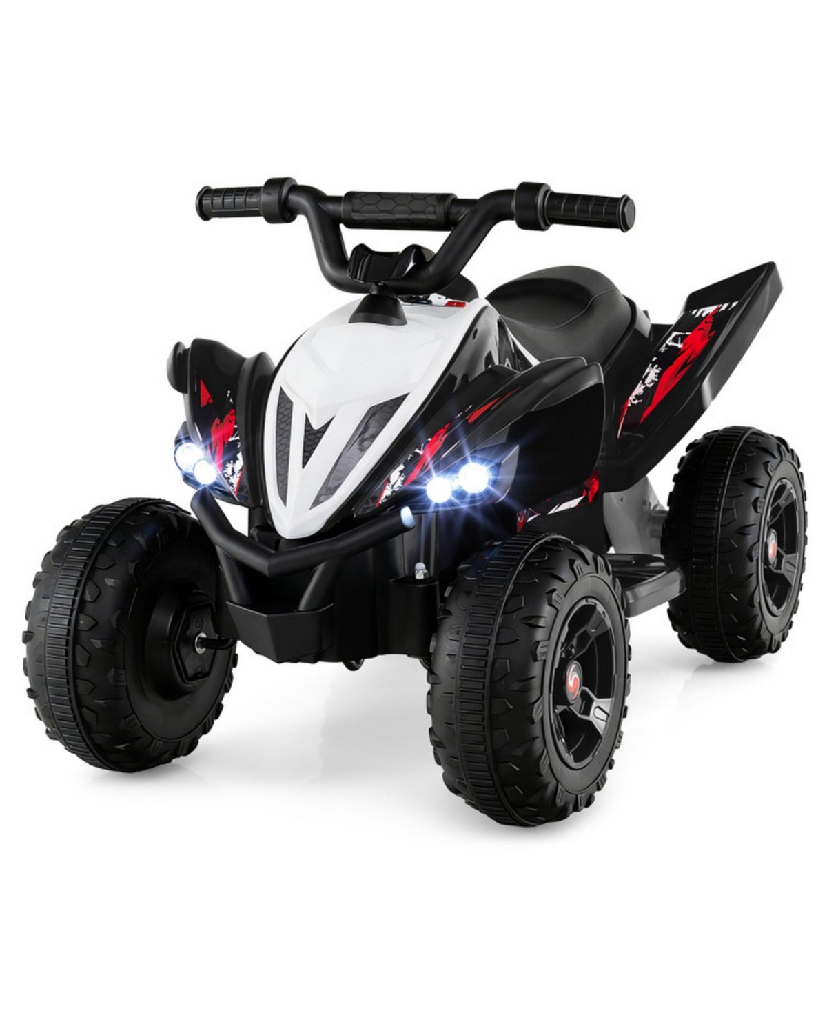 Sugift 12V Kids Ride On Atv 4-Wheeler Quad with Led Lights and 7 mph Max Speed - Black