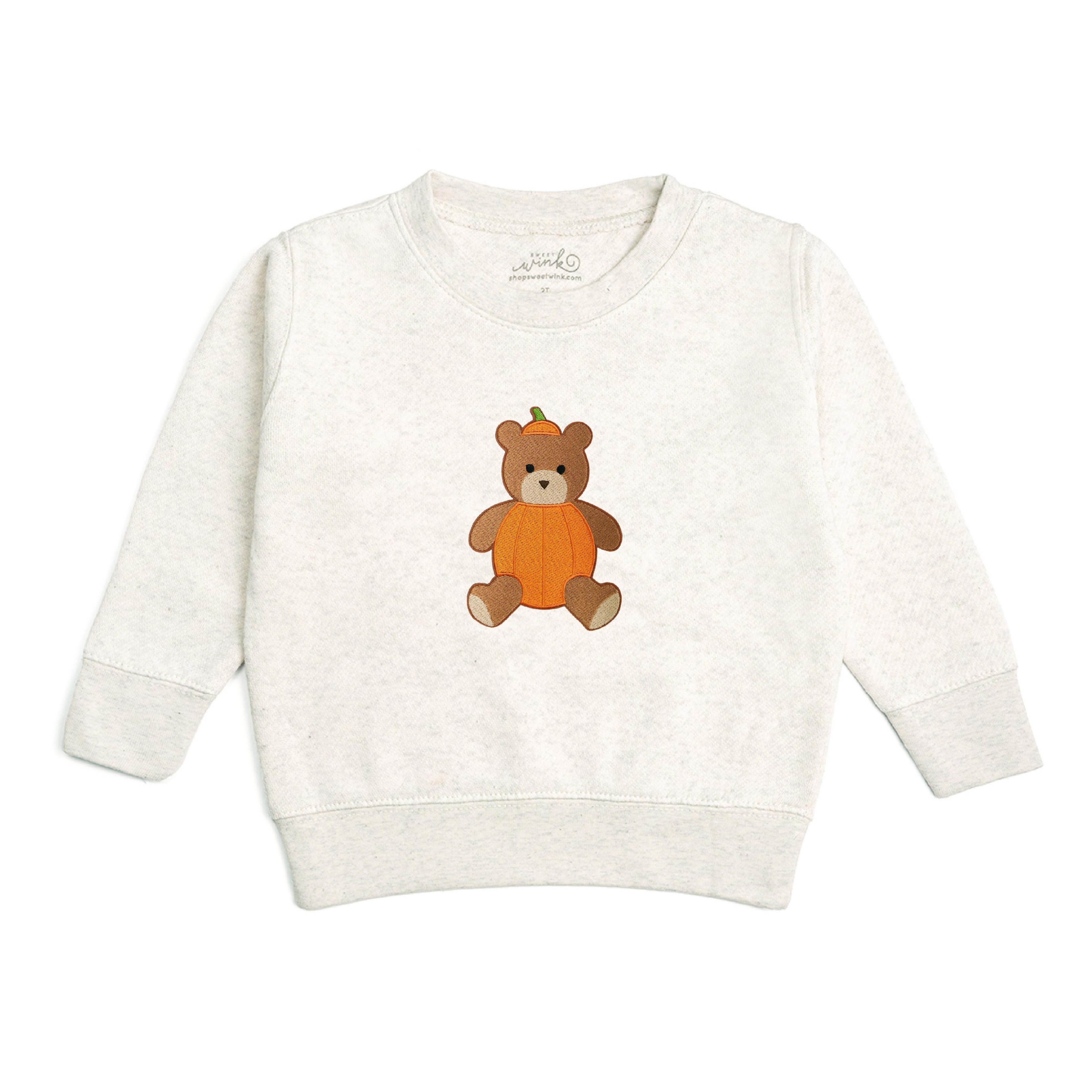 Sweet Wink Baby Boys' Pumpkin Teddy Bear Patch Crewneck Sweatshirt
