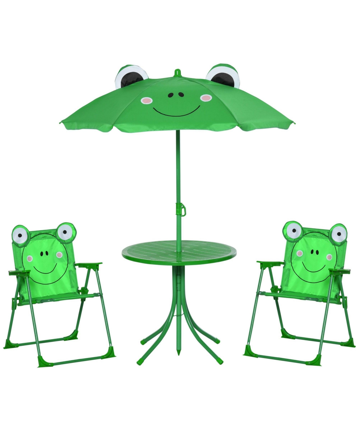 Sevorley Folding Height-Adjustable Outdoor Chairs, Table and Umbrella, 4-Piece Set, Ages 2-6