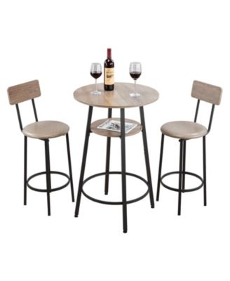 3-Piece Round Pub Table Set with Two Bar Stools