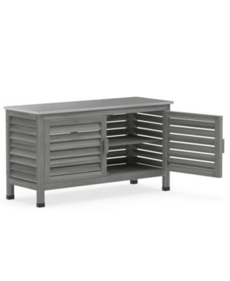 Fir Wood Patio Storage Cabinet with Stainless Steel Countertop