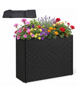 Tall All-Weather Wicker Planter Box Featuring Bed Liner