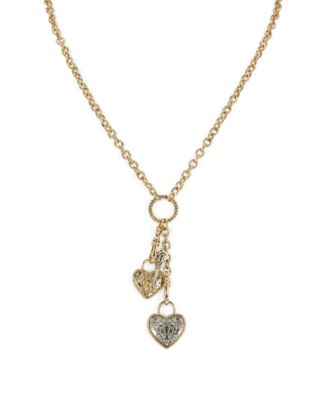 Women's Gold-Tone Crystal Heart Key Y-Necklace
