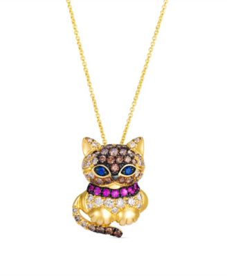 Chocolate Diamond Cat Pendant (1.01 ct. t.w.) in 14k Yellow Gold
