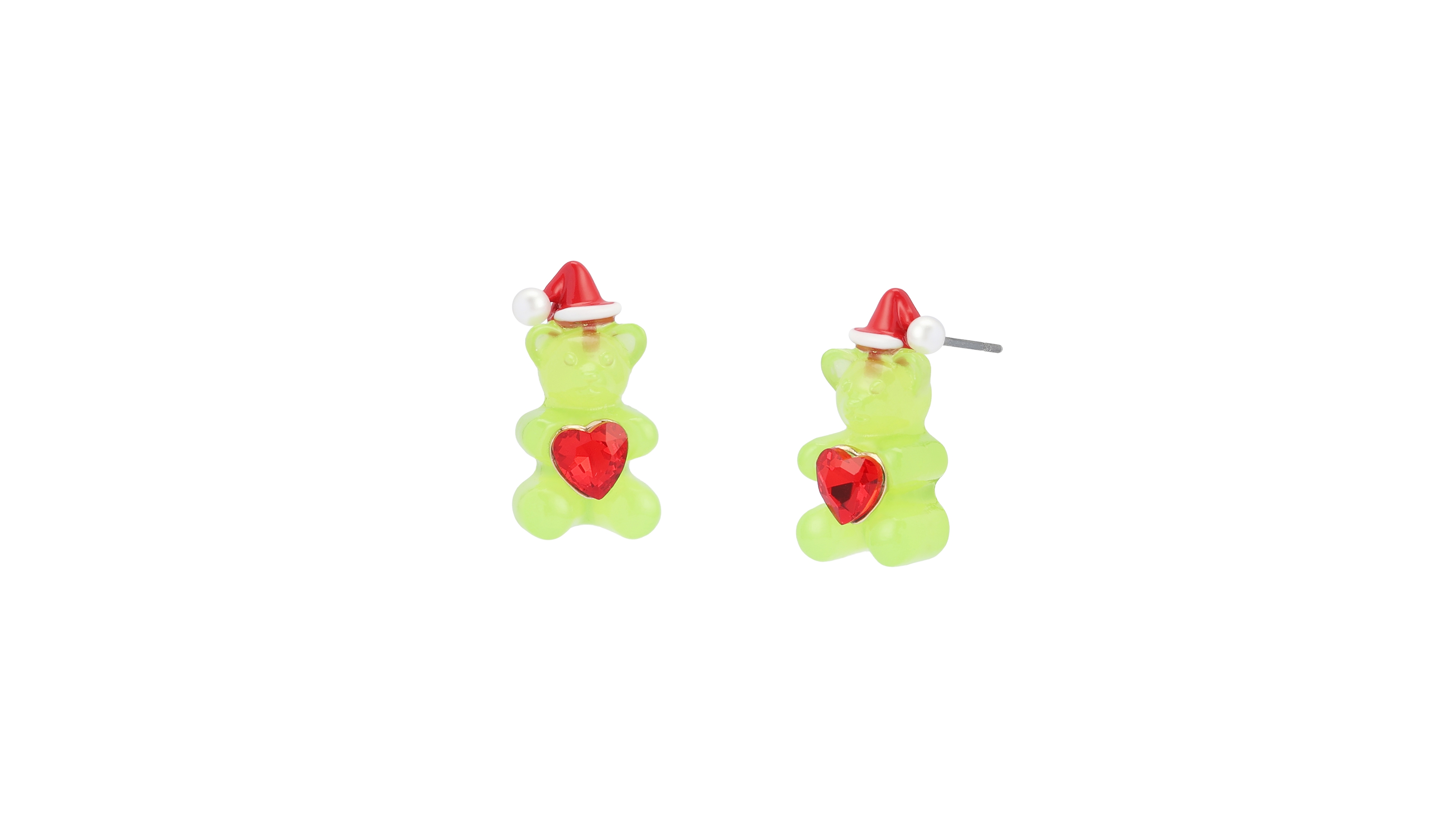 Betsey Johnson Imitation Pearl and Glass Crystal Gold-Tone Christmas Stud Earrings