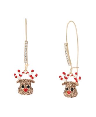 Glass Crystal Candy Cane Drop Earrings