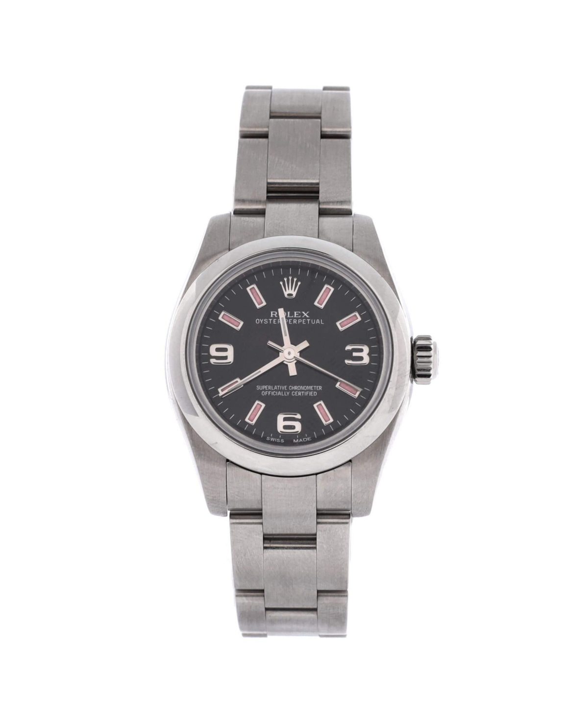 PreOwned Rolex Womens Automatic Oyster Perpetual Stainless Steel Watch 26mm  Dial color black