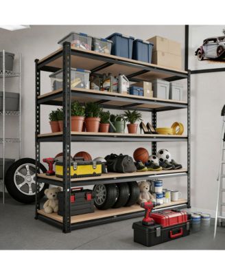 5-Tier Metal Storage Rack, Heavy-Duty Industrial Shelving Unit with Adjustable Shelves for Garage Pantry Kitchen