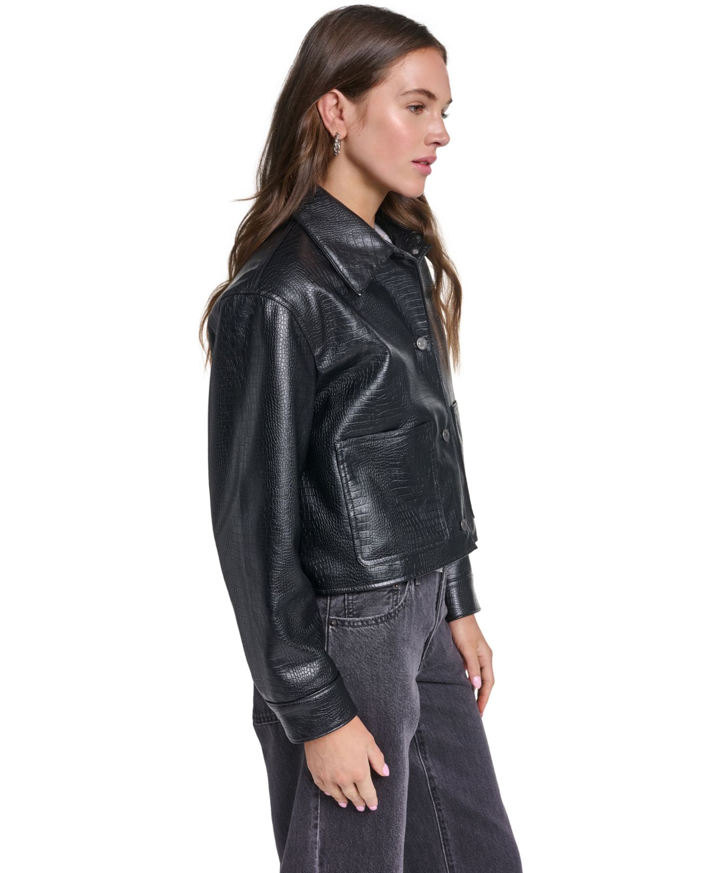 Женская куртка Levi's Cropped Chore with Corduroy Collar, цвет: Чёрный — фото 3