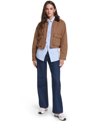 Women's Cropped Cotton Corduroy-Collar Barn Jacket