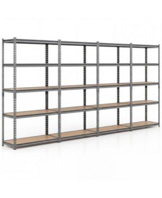 72 Inch 5-Tier Set of 4 Metal and MDF Adjustable Boltless Garage Shelving Units