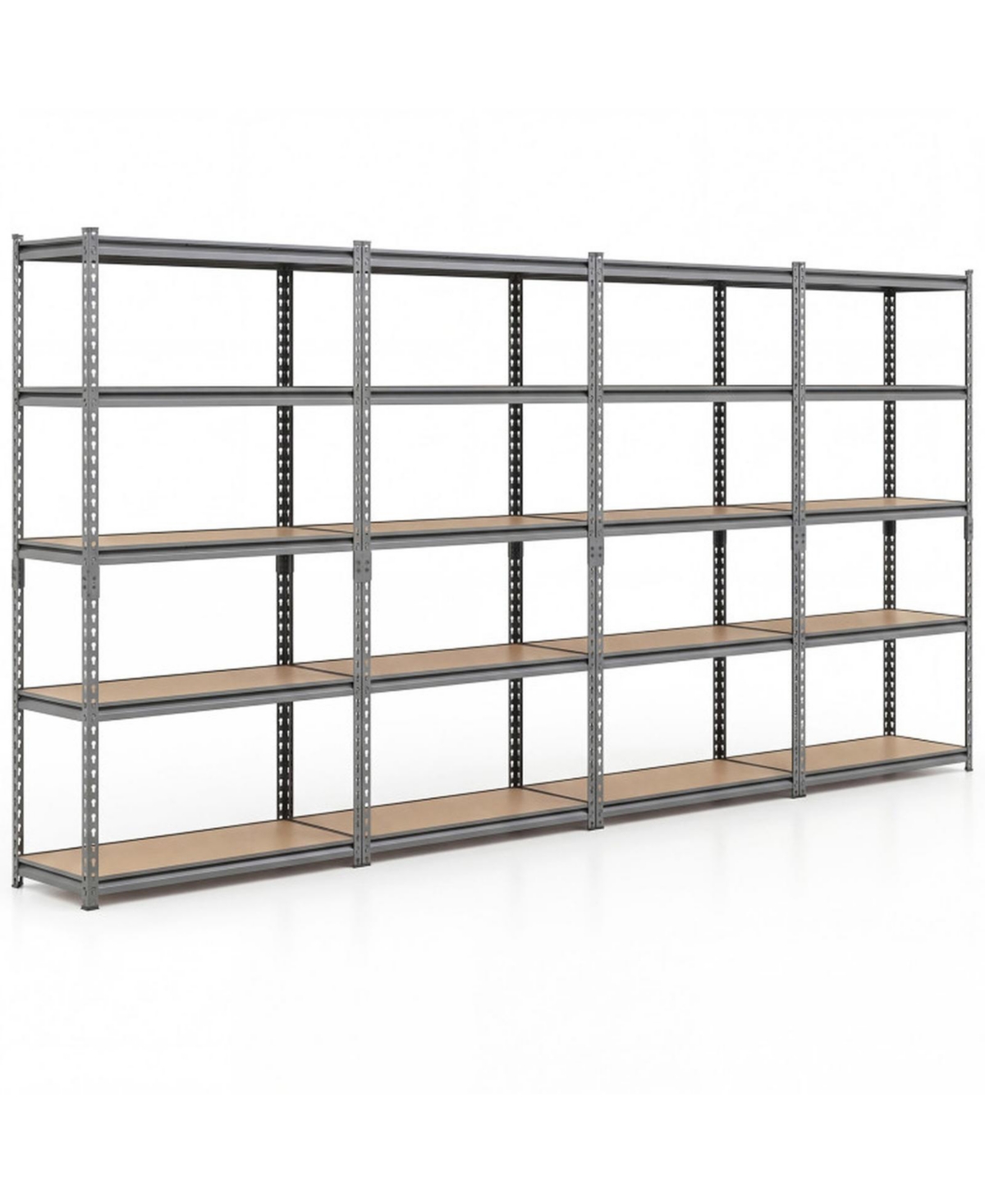 Gouun 72 Inch 5-Tier Set of 4 Metal and Mdf Adjustable Boltless Garage Shelving Units