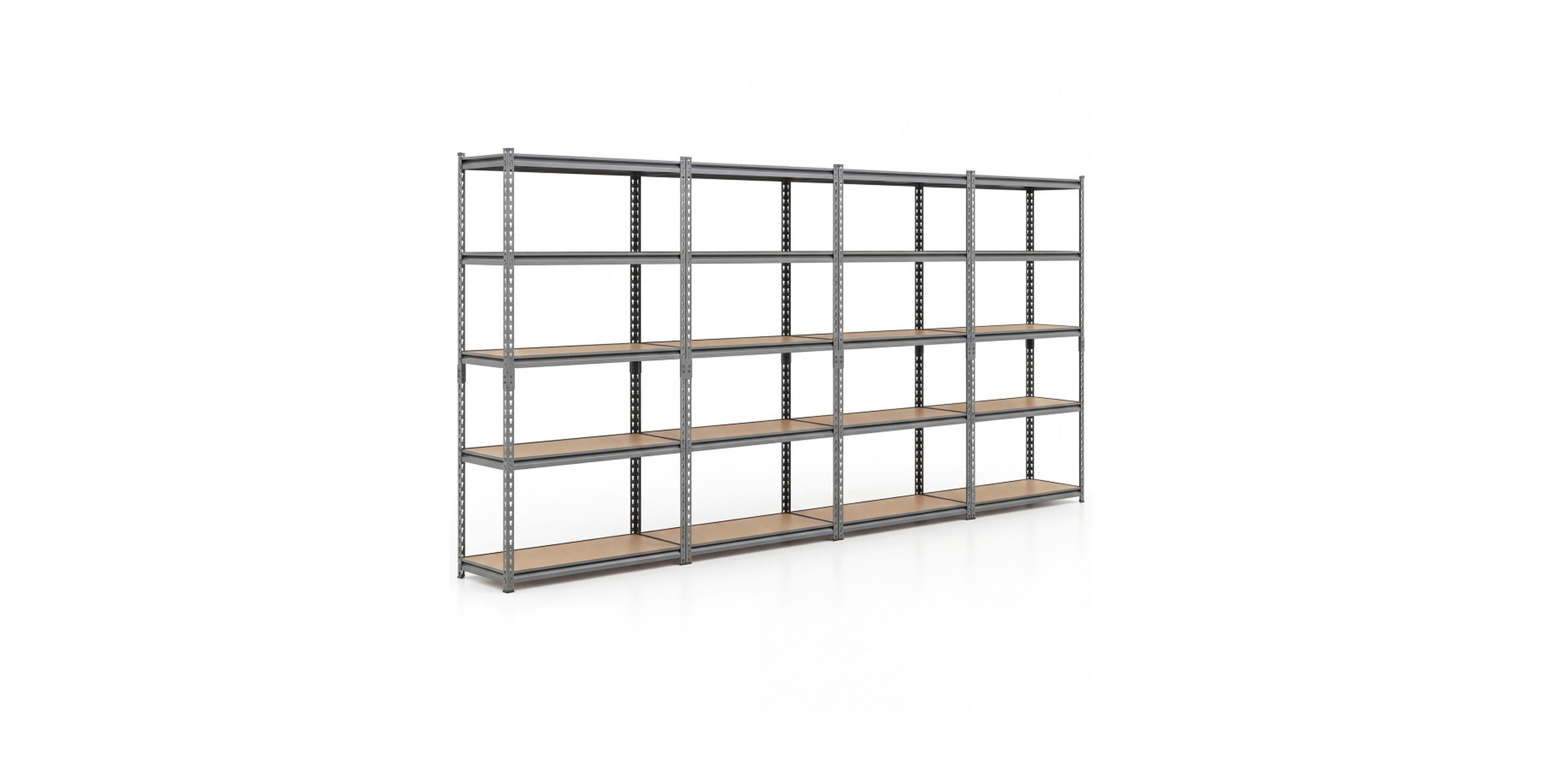 Gouun 72 Inch 5-Tier Set of 4 Metal and Mdf Adjustable Boltless Garage Shelving Units