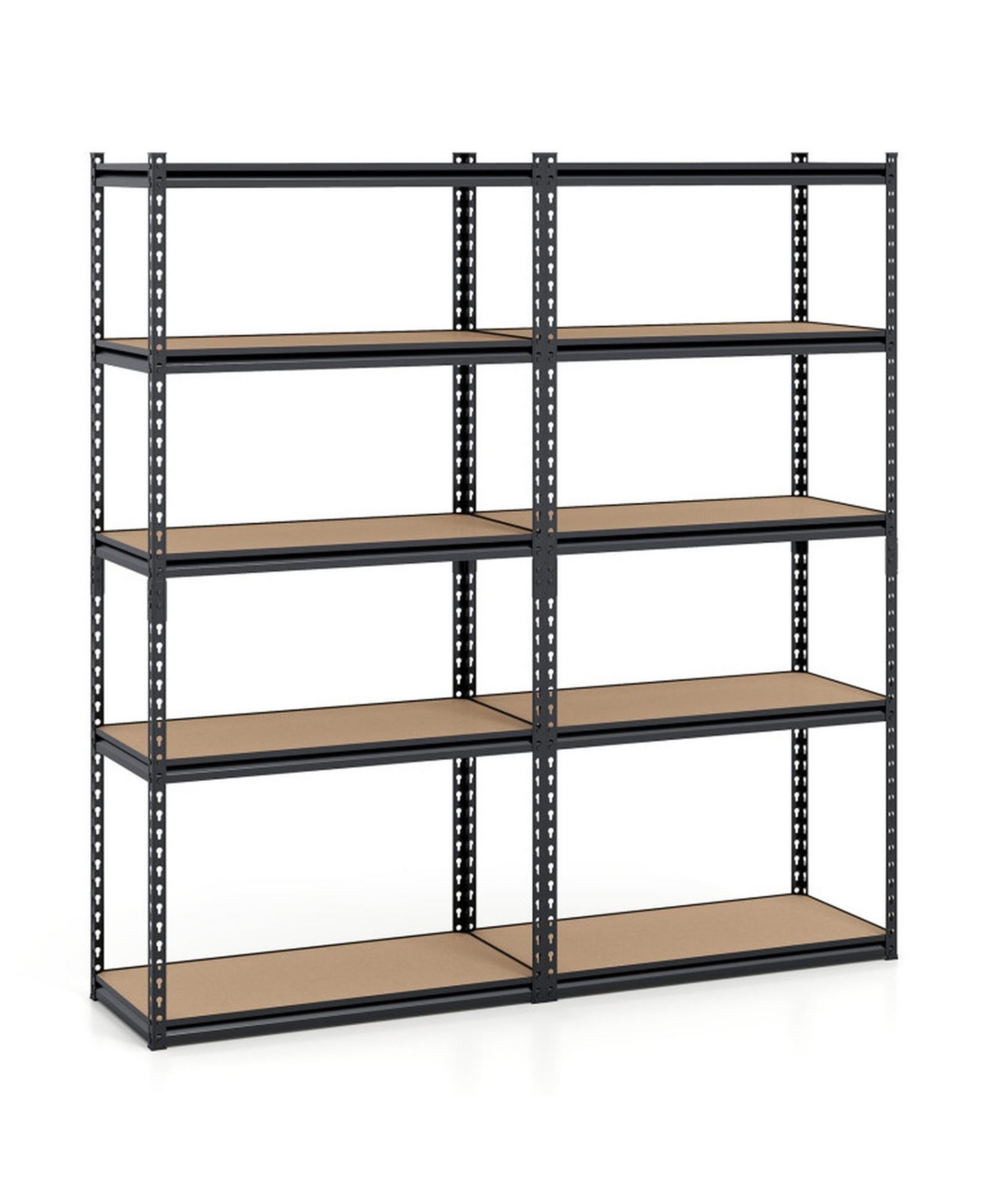 Gouun 72 Inch 5-Tier Set of 2 Metal and Mdf Height-Adjustable Garage Storage Shelves
