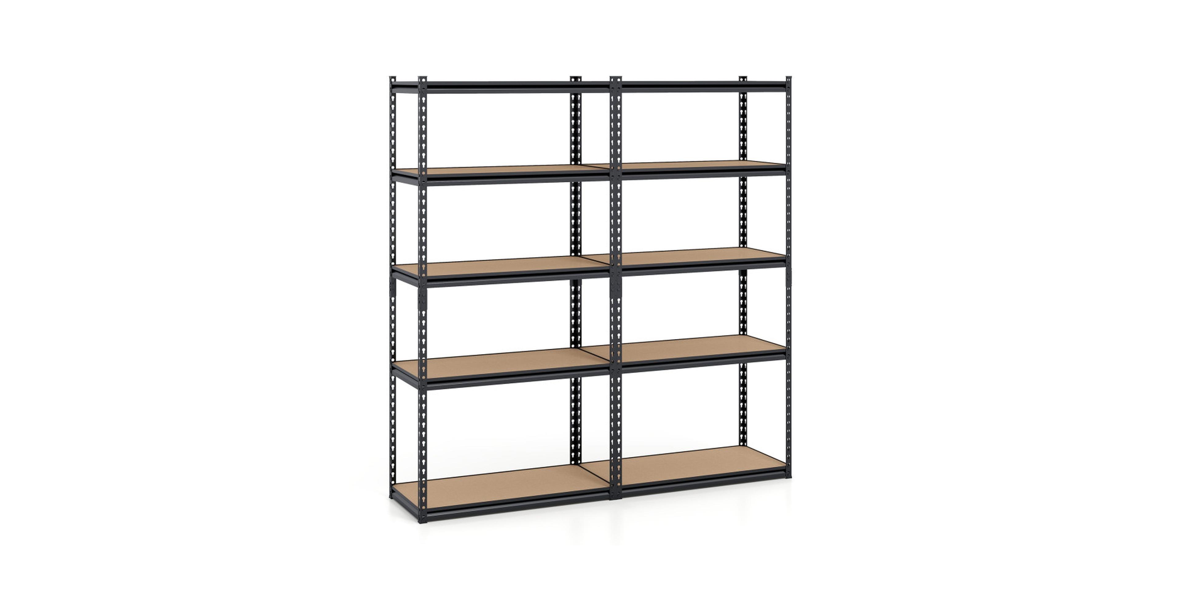 Gouun 72 Inch 5-Tier Set of 2 Metal and Mdf Height-Adjustable Garage Storage Shelves