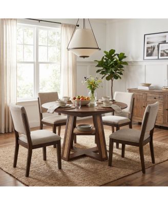 Extendable Round-to-Oval Dining Table with Storage