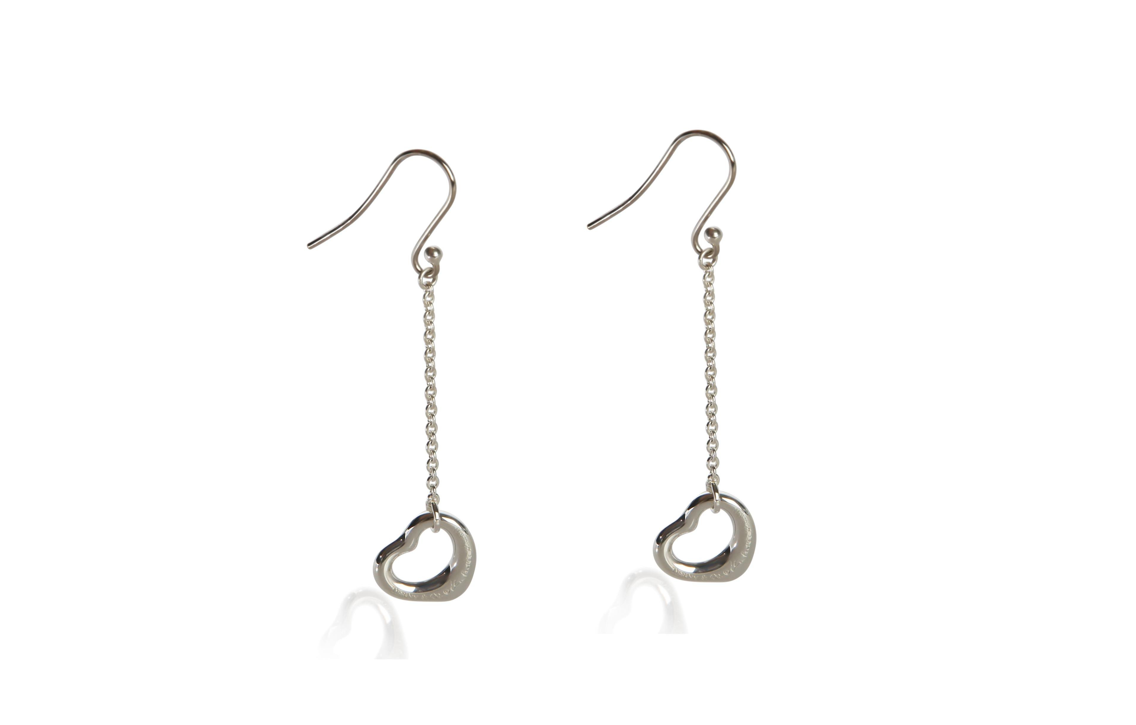 Pre-Owned Tiffany & Co Sterling Silver Elsa Peretti Open Heart Earrings