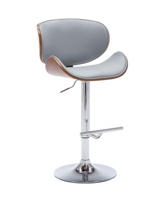 Modern Swivel Walnut Bentwood Adjustable Bar Stool