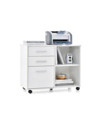 3-Drawer Mobile Lateral File Cabinet with Printer Stand