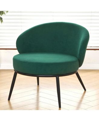Round Velvet Accent Chair with Metal Legs