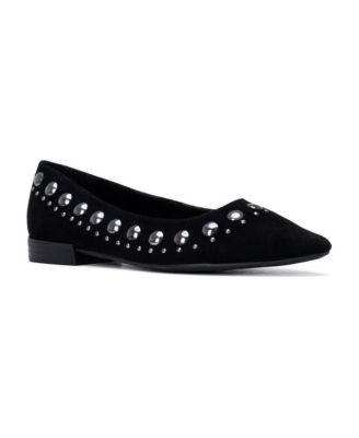 Women's Studded Suede Ballet Flats