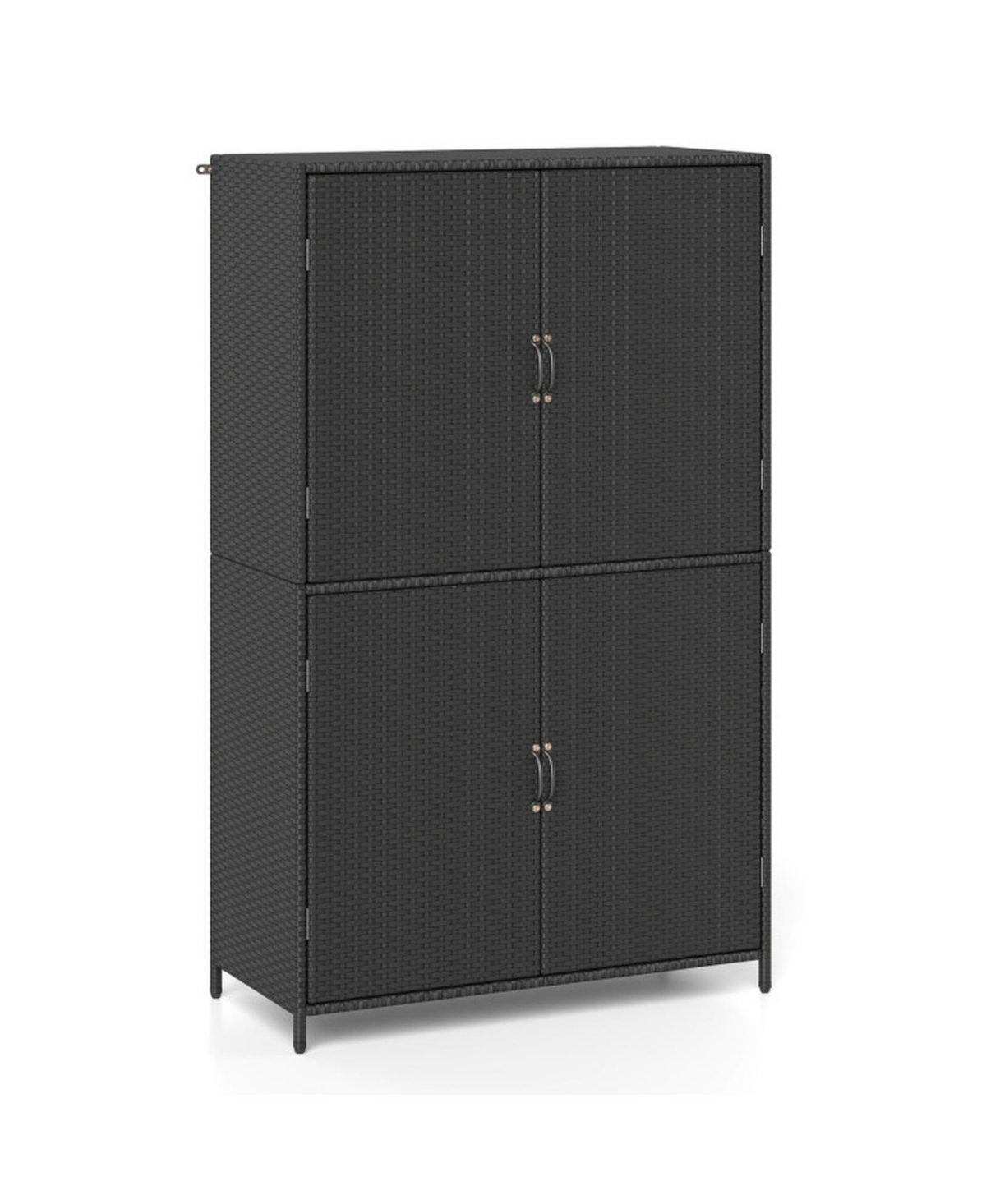 Gouun 4-Door Rattan Vertical Outdoor Storage Shed with Adjustable Shelves