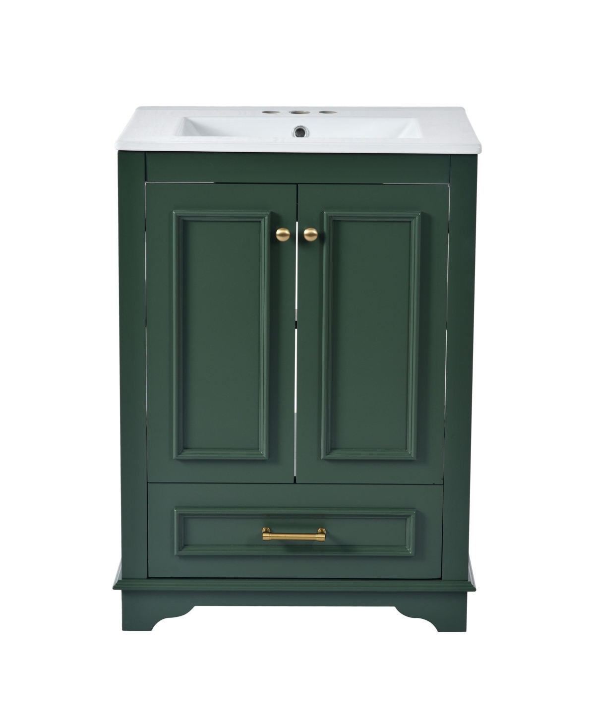 Sillysis 24 Inch Freestanding Bathroom Vanity, Mdf Cabinet with Solid Wood Frame, Ceramic Integrated Sink - Green