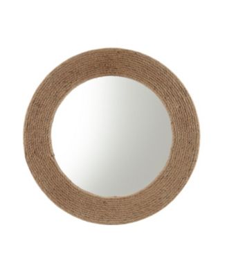 Round Wall Mirror 26 Inch with Jute Rope Frame 18 Inch Mirror Coastal Decorative Hanging Mirror with D Ring Hangers for Living Room Bedroom