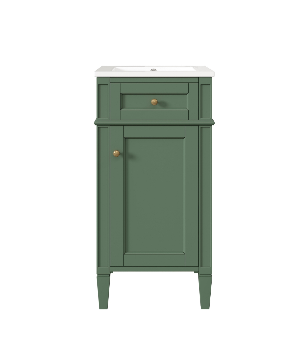 Sillysis 16 Inch Freestanding Bathroom Vanity, Mdf Cabinet with Solid Wood Legs, Ceramic Integrated Sink - Green