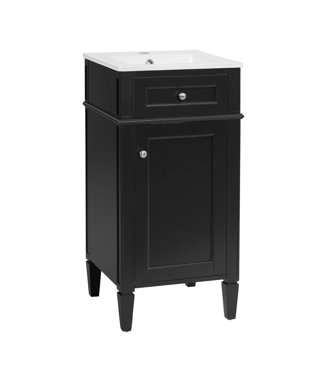 Sillysis 16 Inch Freestanding Bathroom Vanity, Mdf Cabinet with Solid Wood Legs, Ceramic Integrated Sink - Black