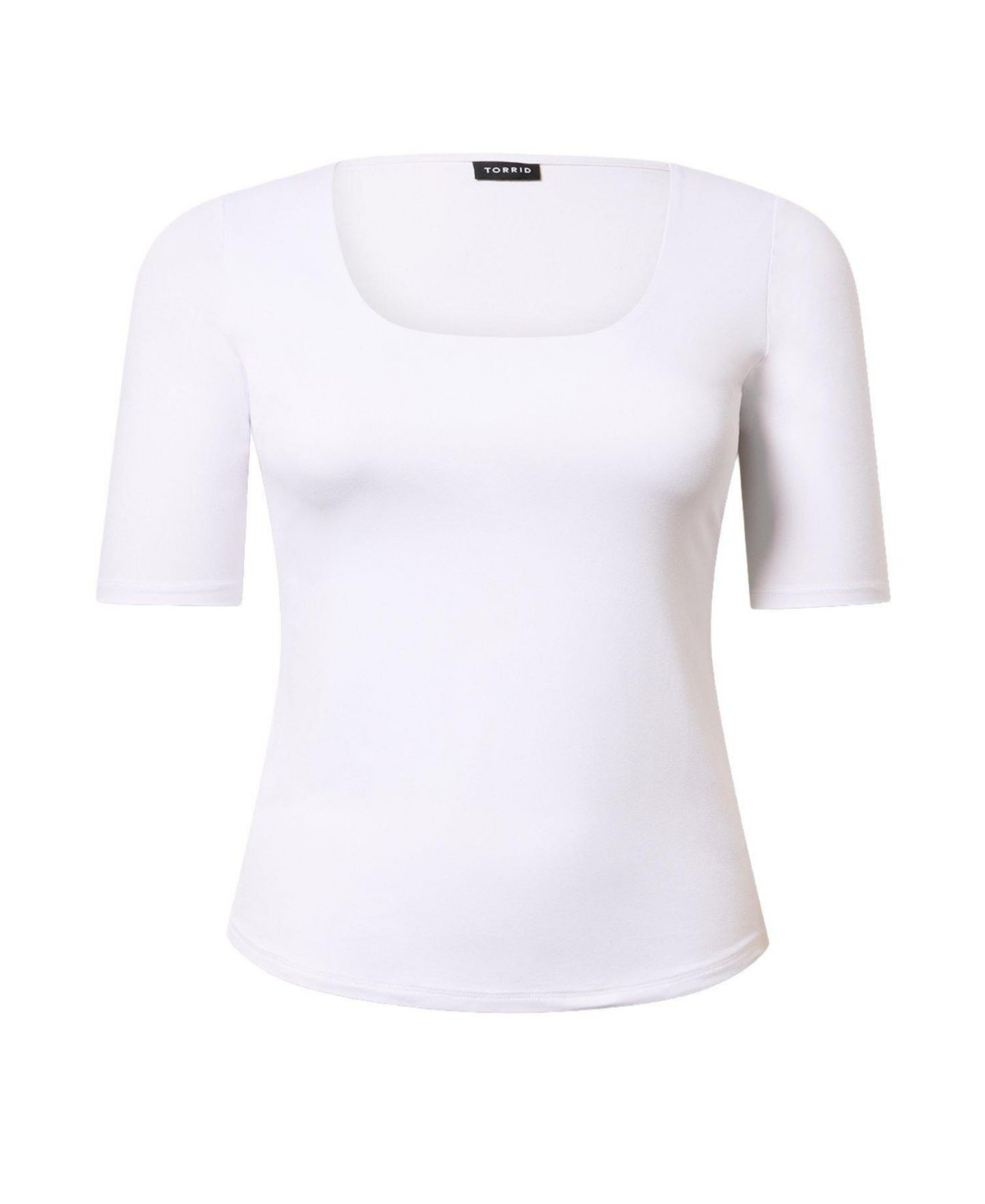 Женский топ Torrid Plus Size Square-Neck Elbow-Length Sleeve, цвет: Яркий белый — фото 2