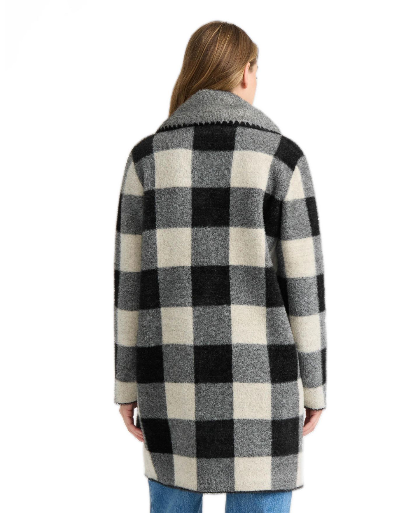 Женская куртка NVLT Eyelash Coatigan with Scarf Buffalo Plaid Notch Collar, цвет: Monochrome Buffalo — фото 2