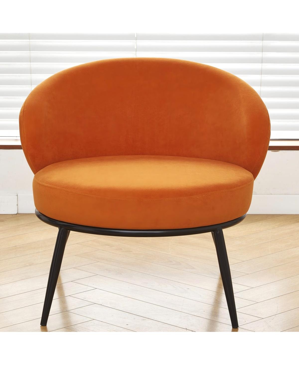Streamdale Furniture Round Velvet Accent Chair with Metal Legs - Orange