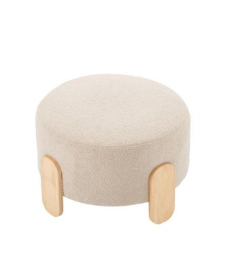 24.8" Round Ottoman with Natural Wood Legs